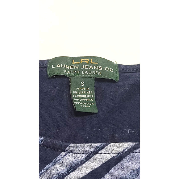 Lauren Ralph Lauren tropical palm leaves blue women's small blouse - Picture 5 of 5